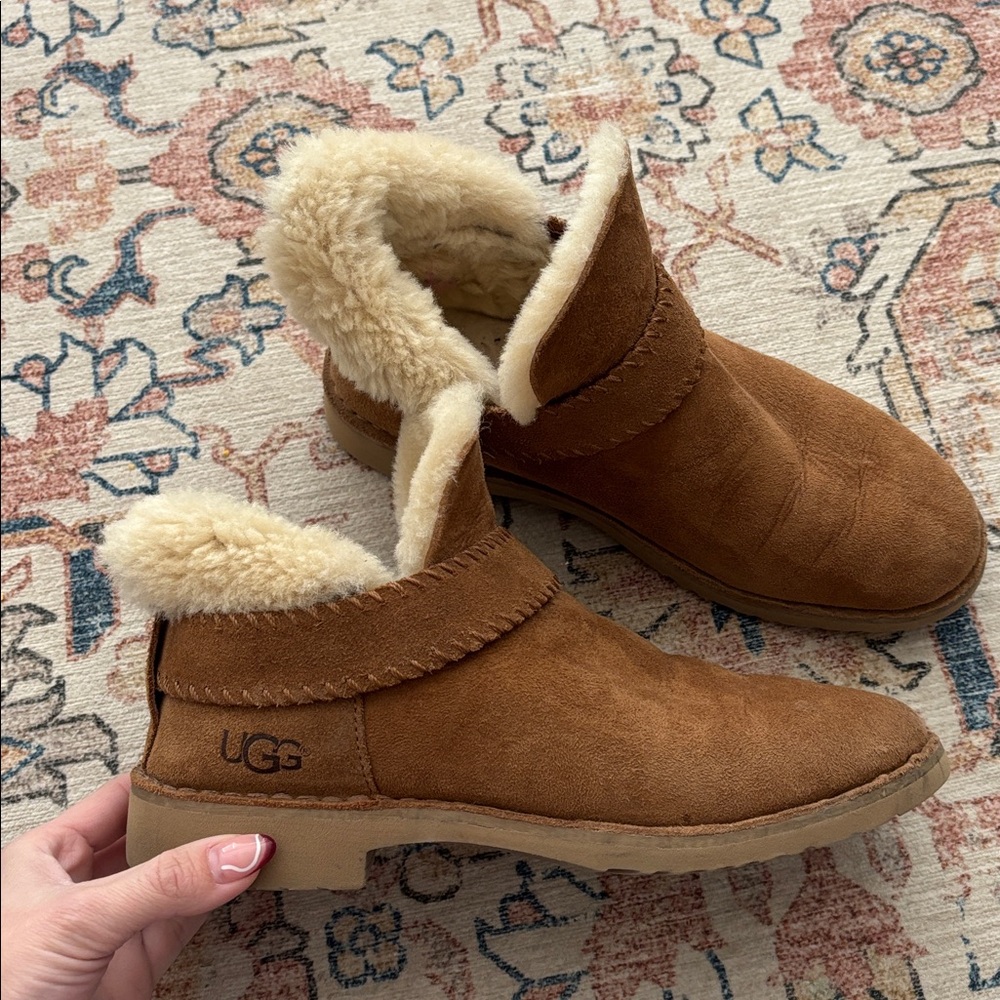 UGG Tan Ankle Boots with Cream Lining